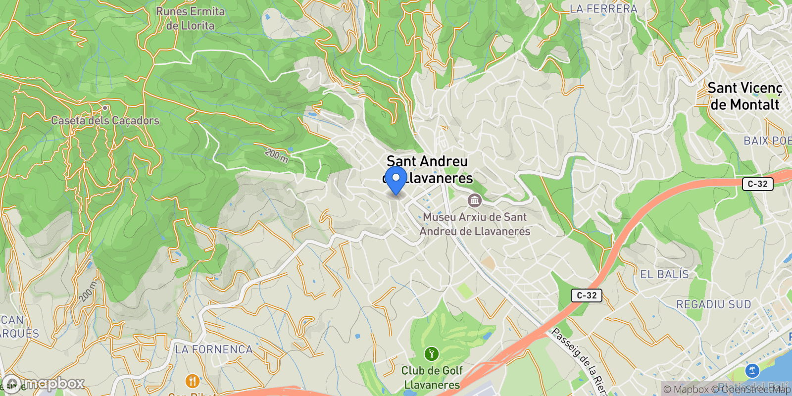 Map showing Carrer Garrotxa, 08392, Sant Andreu de Llavaneres, Barcelona, Sant Andreu de Llavaneres, Sant Andreu de Llavaneres, Catalonia, Spain.
