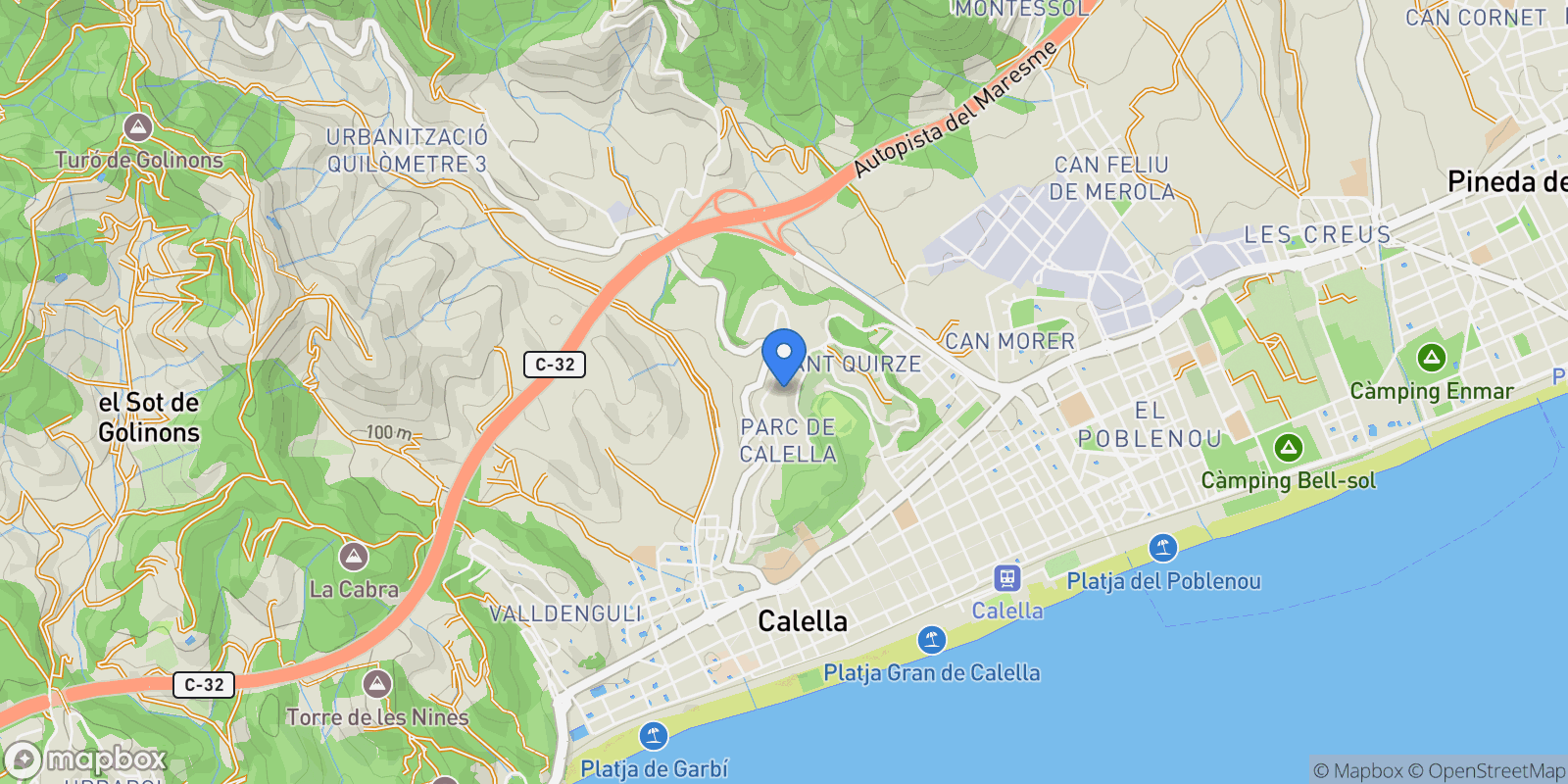 Map showing SANT QUIRZE, 08370, Calella, Barcelona, Calella, Calella, Catalonia, Spain.