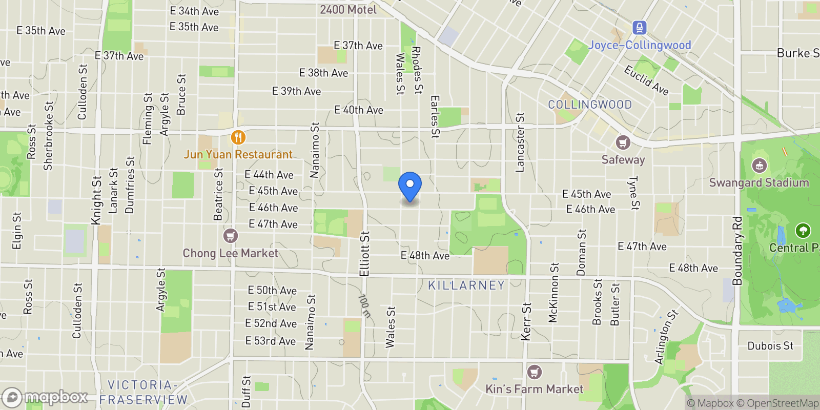 Map showing 2719 E 46th Avenue, Vancouver, BC, V5S1A6, CANADA, Vancouver, British Columbia, Canada.