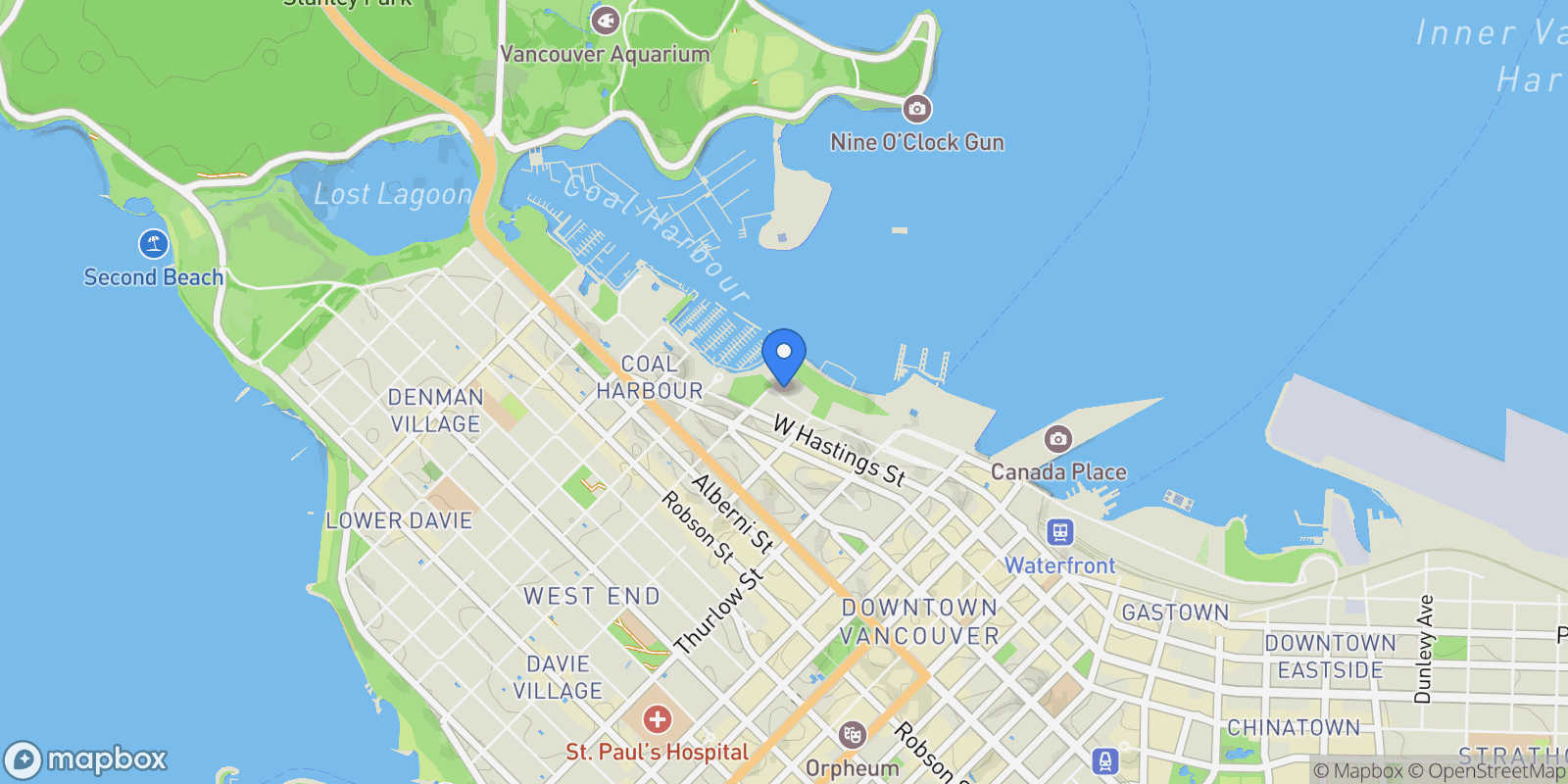 Map showing 1281 W Cordova Street # 3402, Vancouver, BC, V6C3R5, CANADA, Vancouver, British Columbia, Canada.