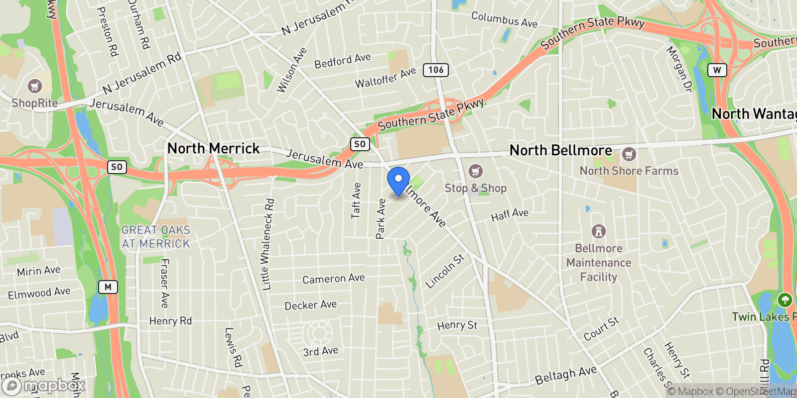 Map showing 2360 Hamilton Road, North Bellmore, NY 11710, Bellmore, New York, United States.