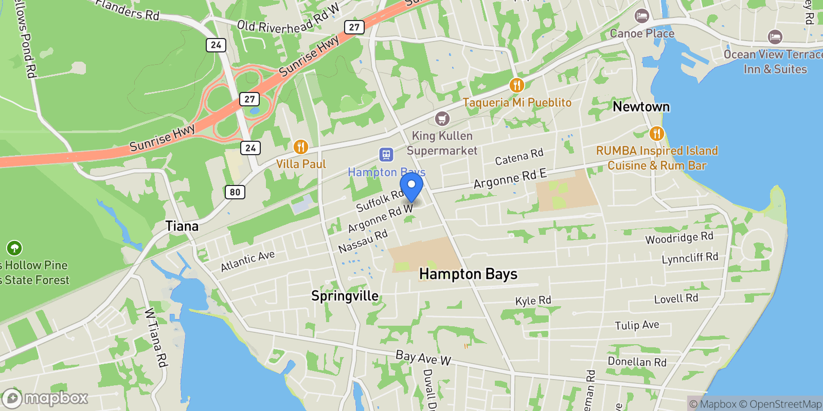 Map showing 10 Argonne Road, Hampton Bays, NY 11946, Hampton Bays, New York, United States.