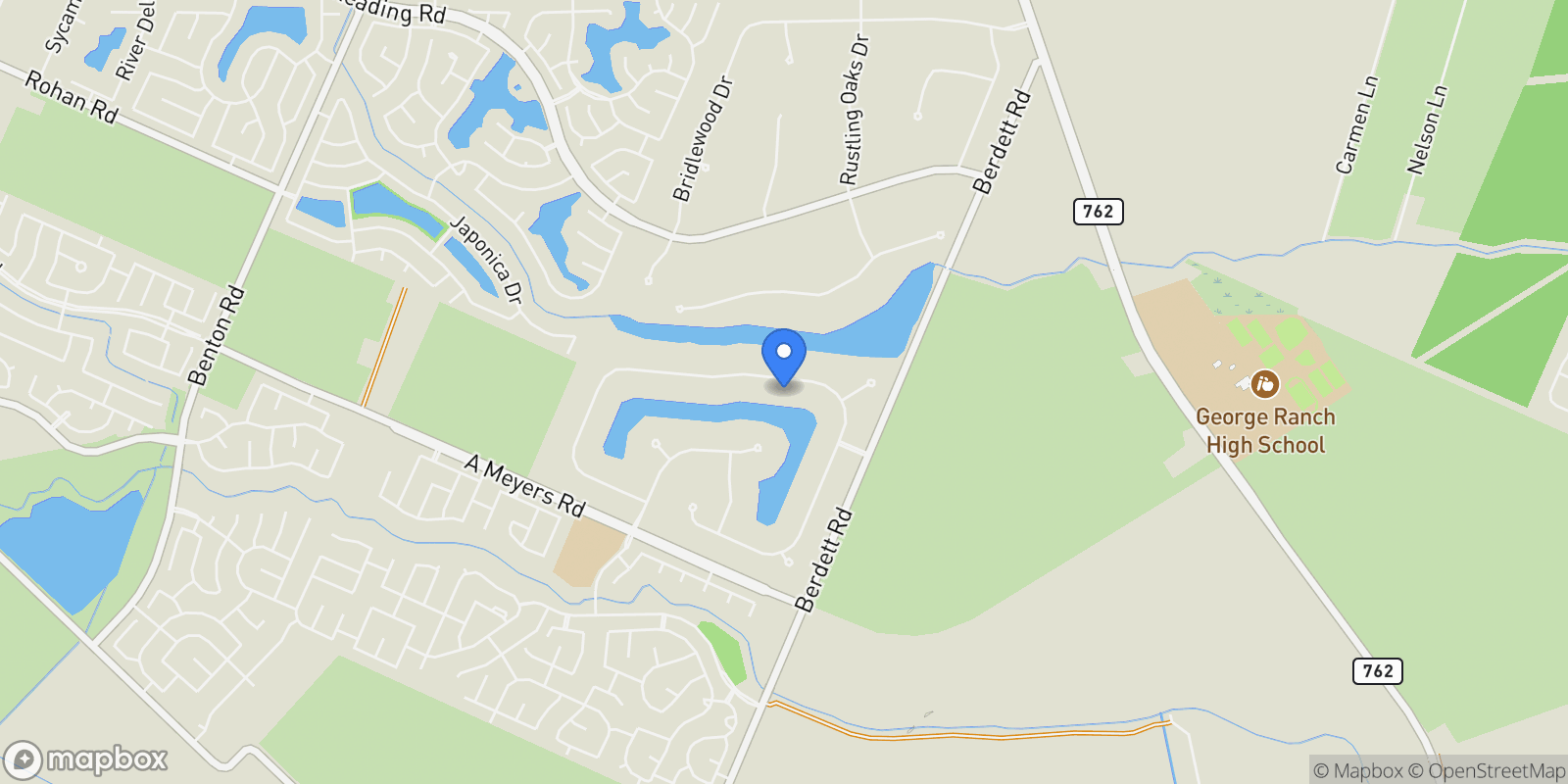 Map showing 5942 Sagamore Bay Lane, Richmond, TX 77469, Rosenberg, Texas, United States.