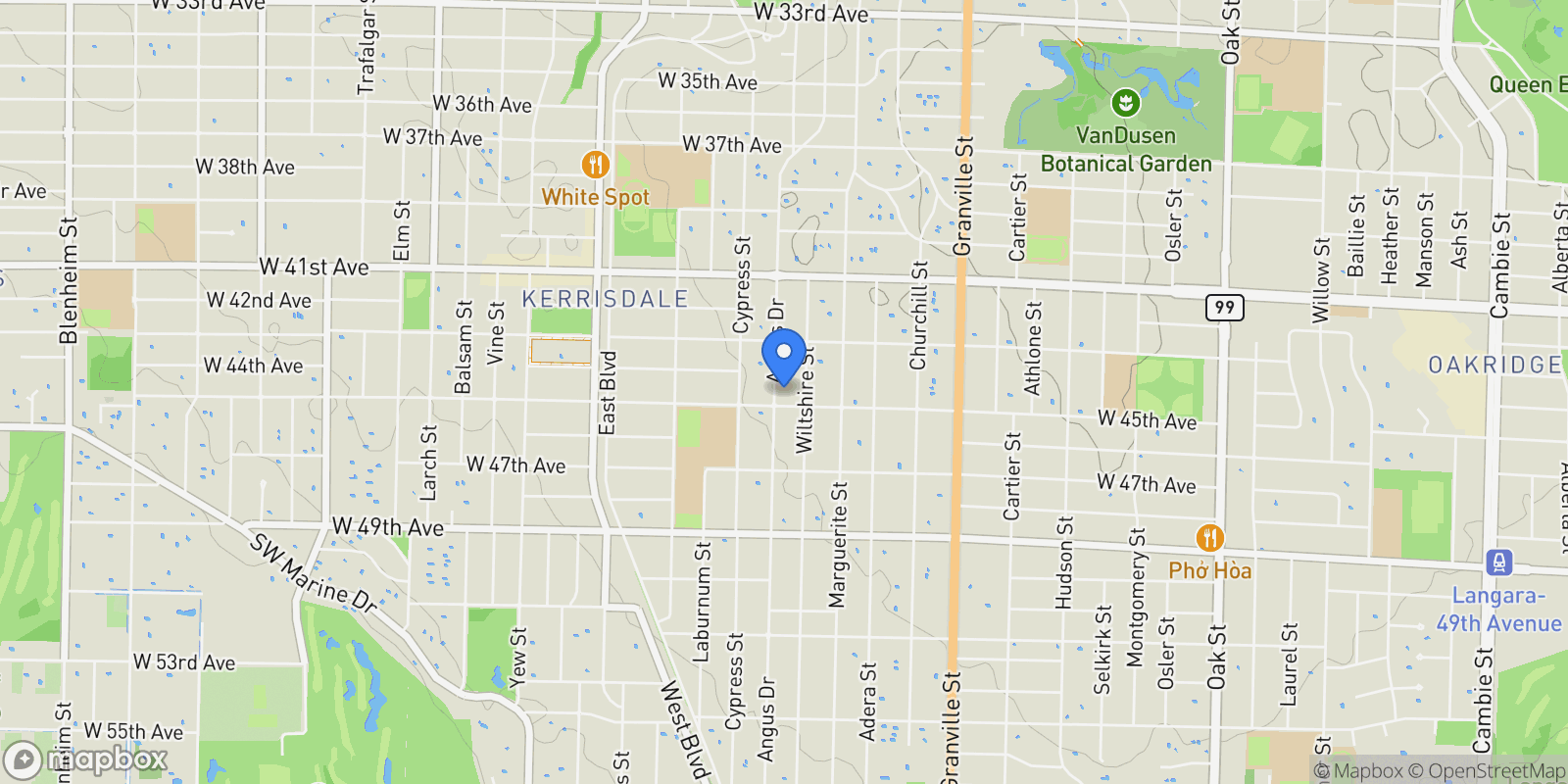 Map showing 6076 Angus Drive, Vancouver, BC, V6M3P1, CANADA, Vancouver, British Columbia, Canada.