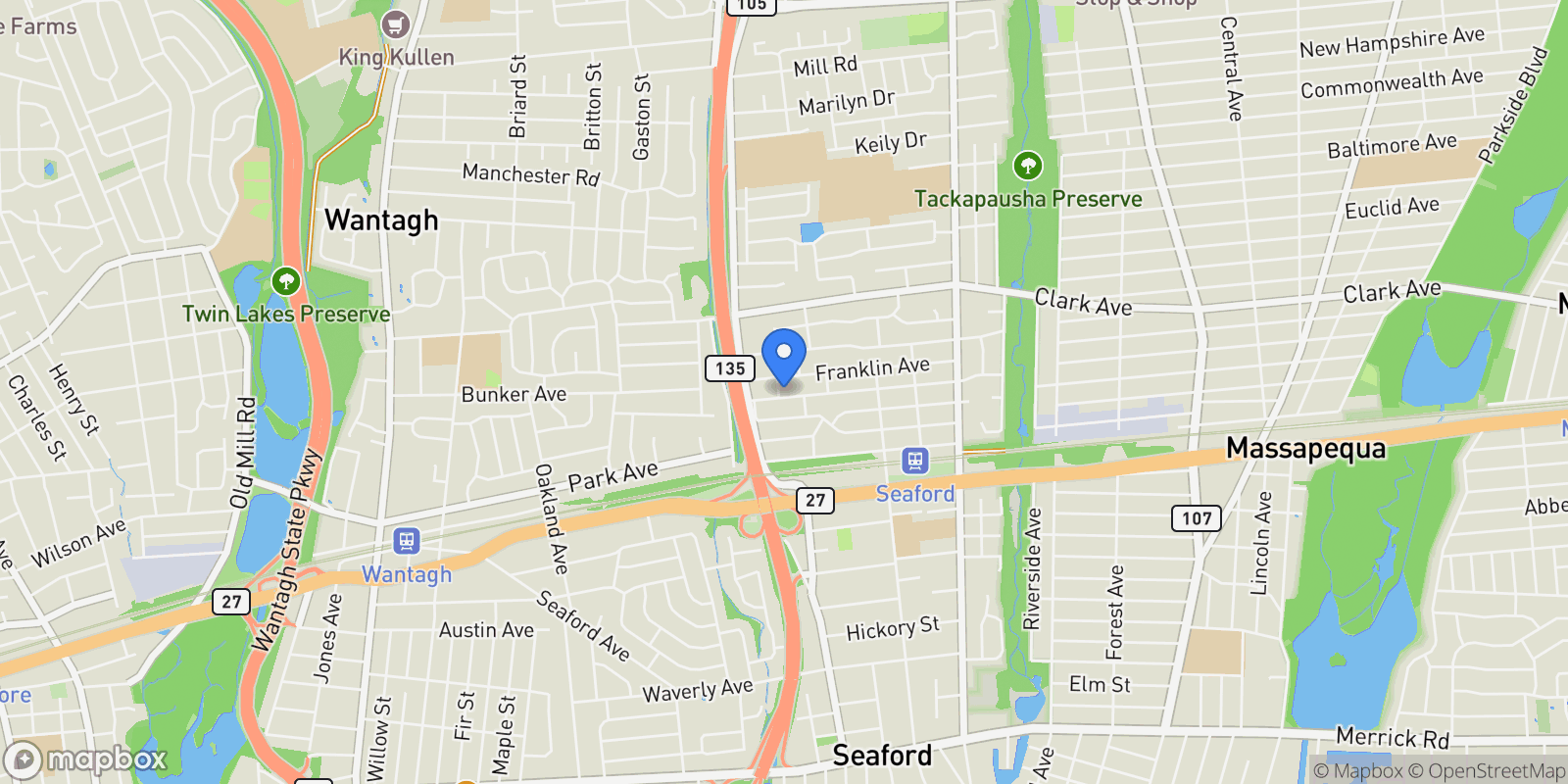 Map showing 1823 Lincoln Avenue, Seaford, NY 11783, Seaford, New York, United States.