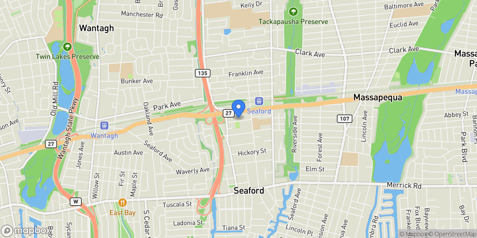 Map showing 3861 Wilburne Avenue, Seaford, NY 11783, Seaford, New York, United States.
