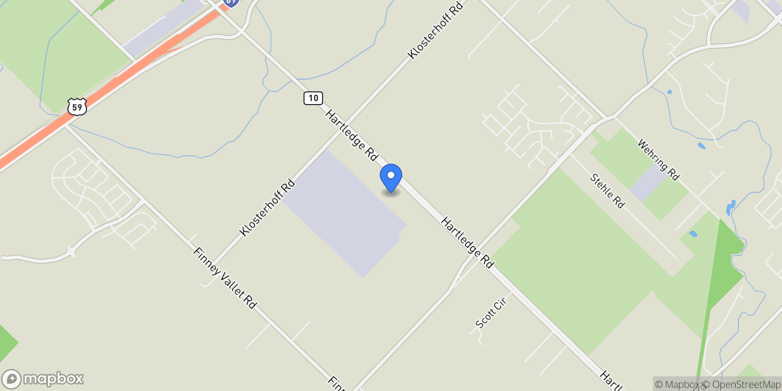 Map showing 1414 Hartledge Road, Rosenberg, TX 77471, Rosenberg, Texas, United States.