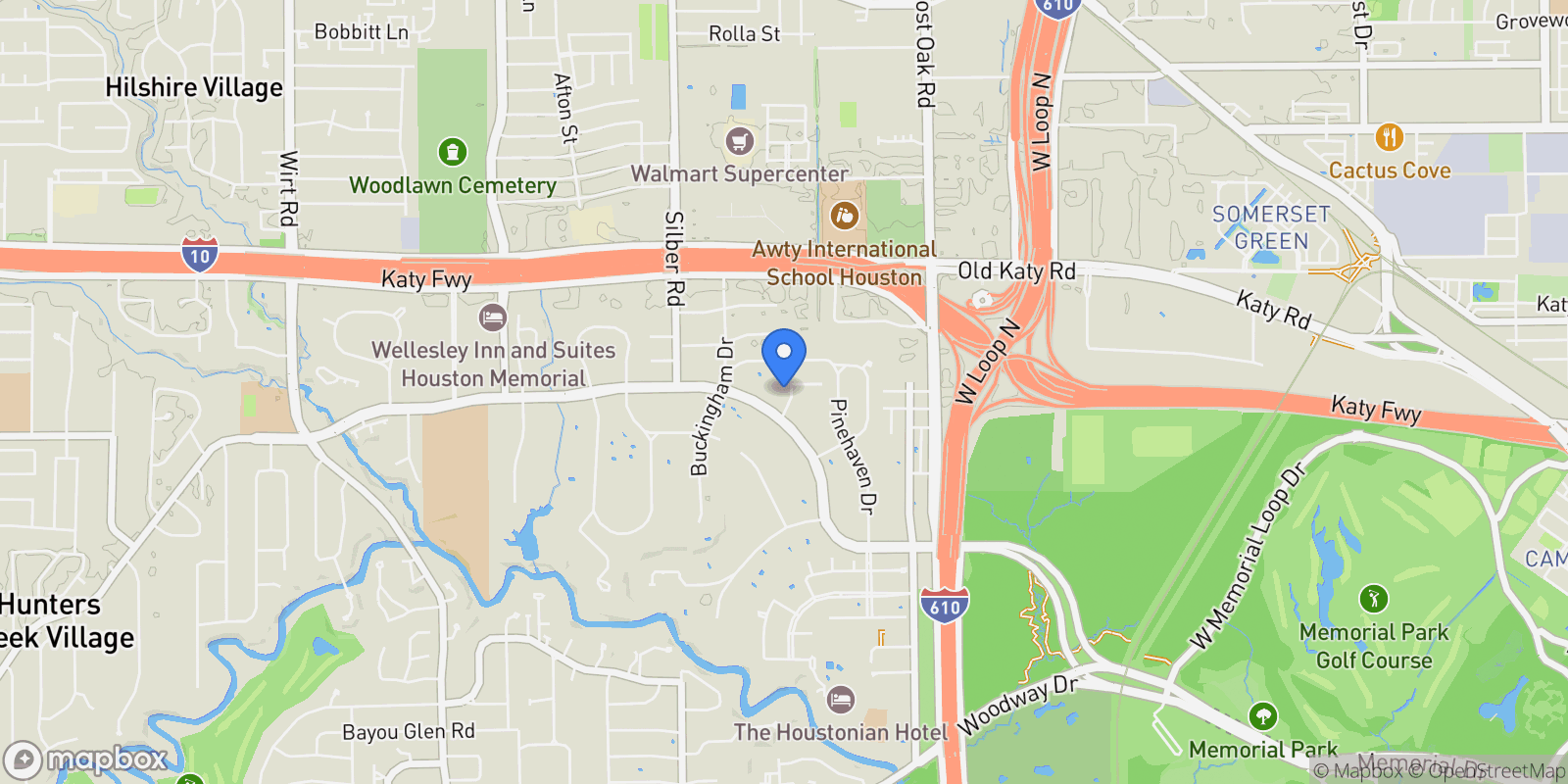 Map showing 707 Holy Rood Lane, Houston, TX 77024, Houston, Texas, United States.