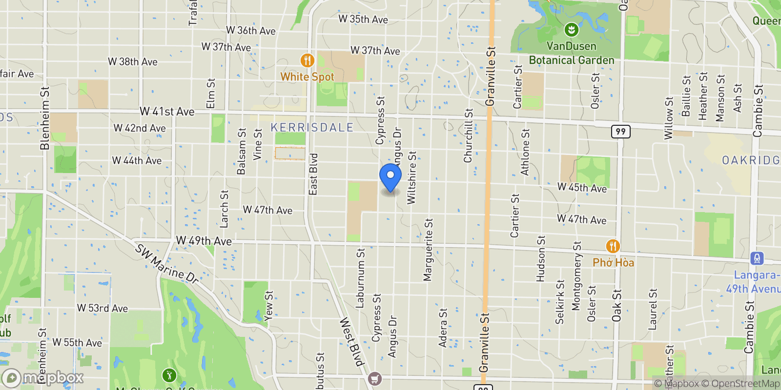 Map showing 6189 Angus Drive, Vancouver, BC, V6M3P2, CANADA, Vancouver, British Columbia, Canada.