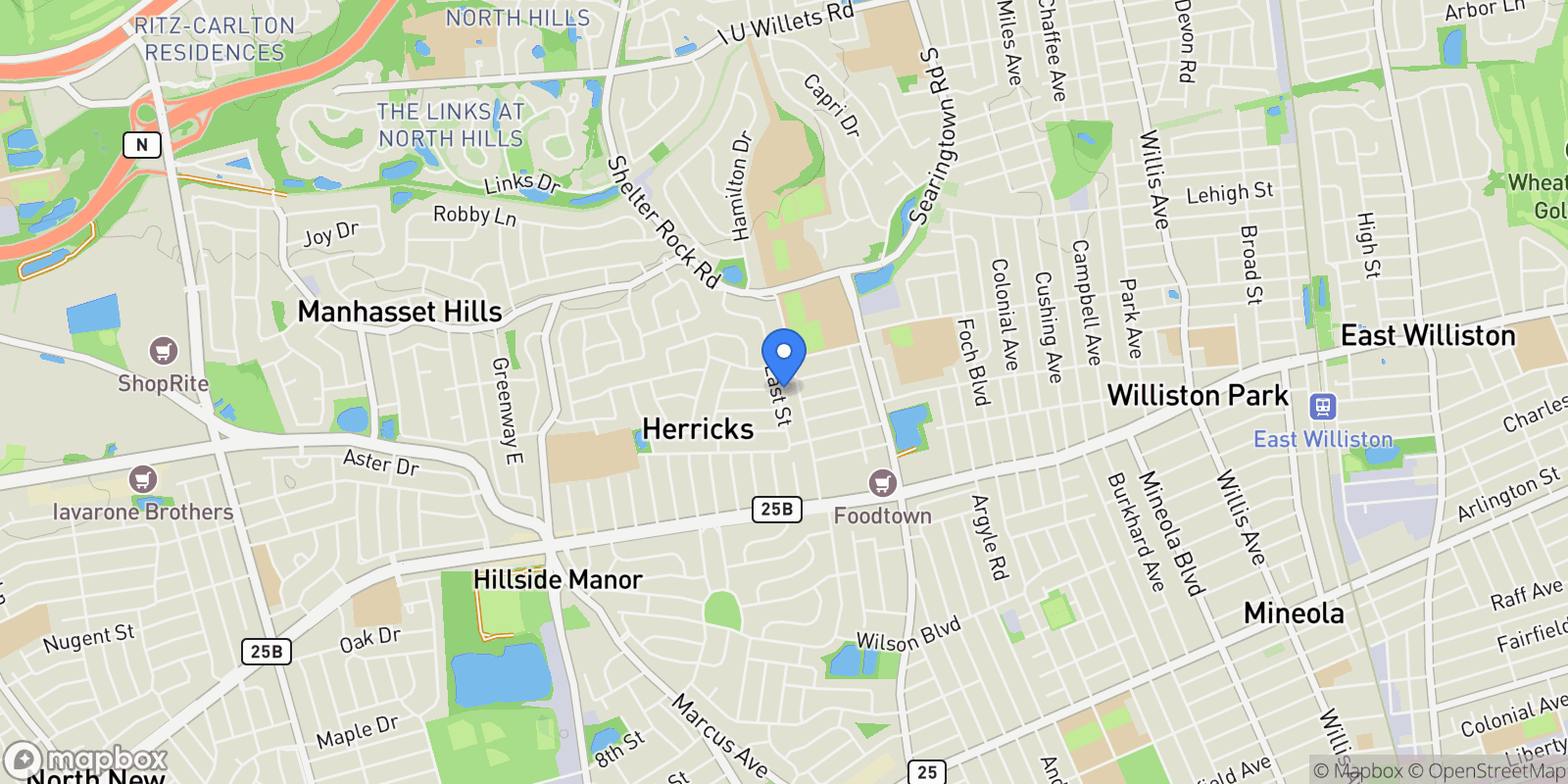 Map showing 87 East Street, New Hyde Park, NY 11040, New Hyde Park, New York, United States.