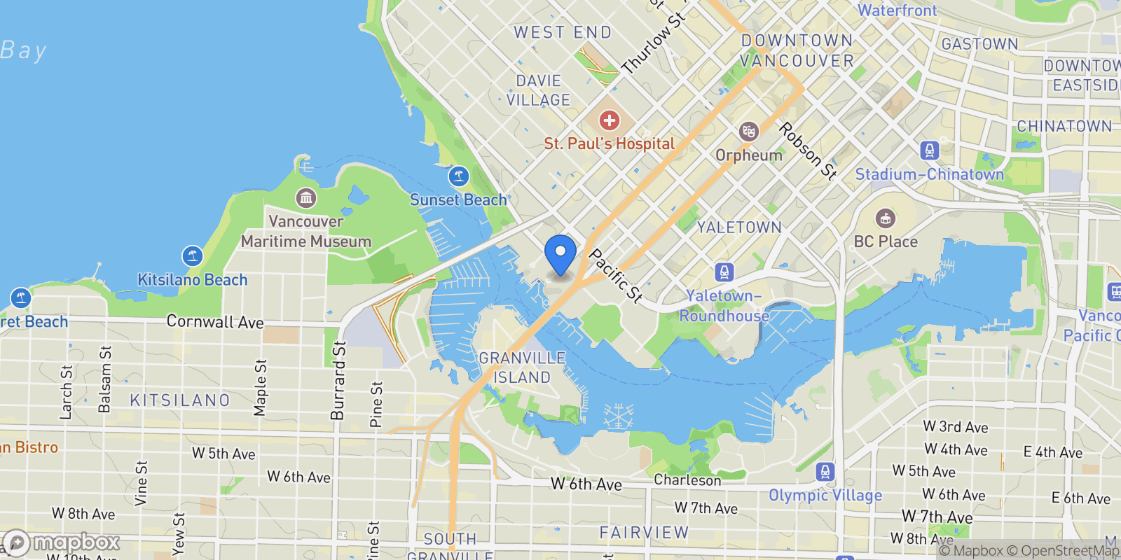 Map showing 1500 Howe Street # 2301, Vancouver, BC, V6Z2N1, CANADA, Vancouver, British Columbia, Canada.