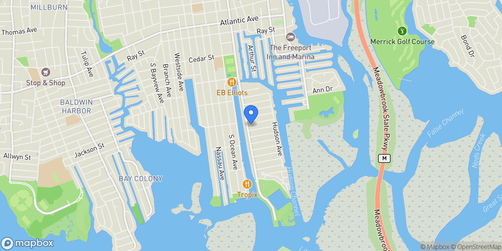 Map showing 11 Overton Street, Freeport, NY 11520, Freeport, New York, United States.