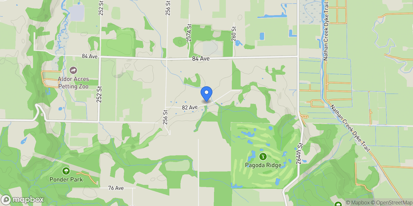 Map showing 25769 82 Avenue, Langley, BC, V1M2M8, CANADA, Langley Township, British Columbia, Canada.