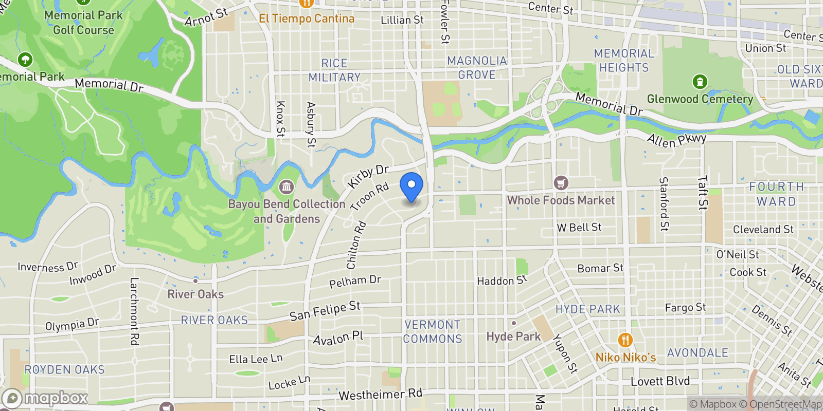 Map showing 2116 Looscan Lane, Houston, Texas, United States.