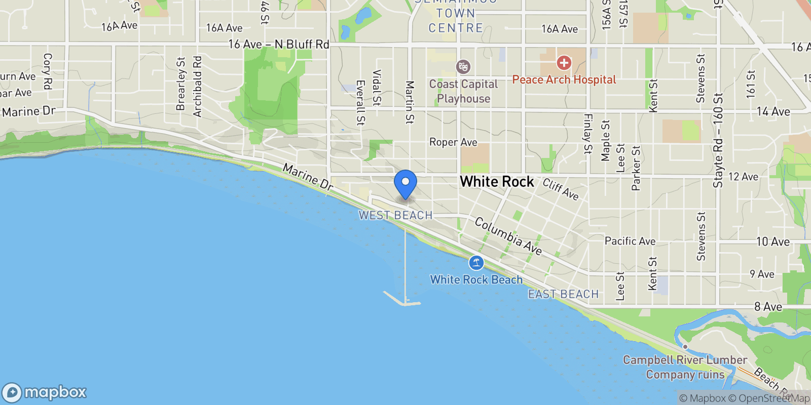Map showing 15031 Victoria Avenue, White Rock, BC, V4B 1G2, CANADA, White Rock, British Columbia, Canada.