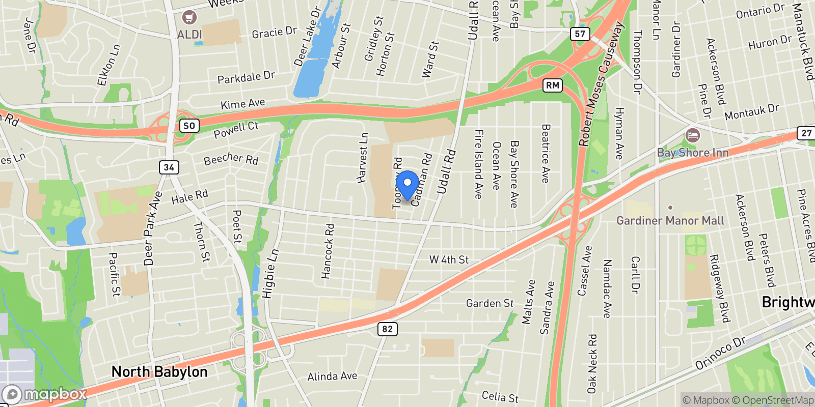 Map showing 306 Clay Avenue, West Islip, NY 11795, West Islip, New York, United States.