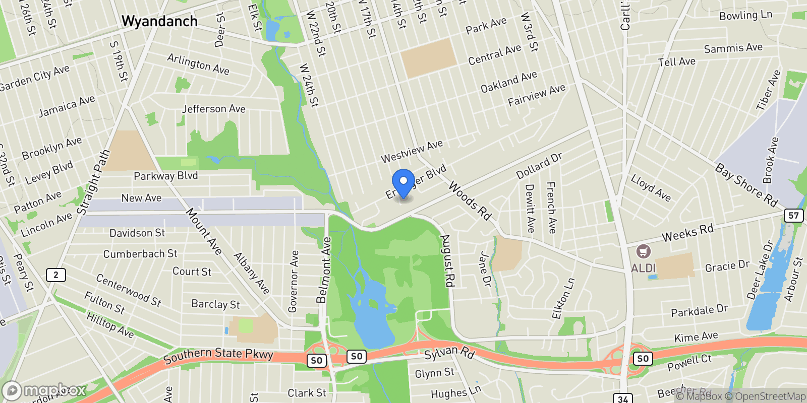 Map showing 16 Sue-ann Court, North Babylon, NY 11703, North Babylon, New York, United States.