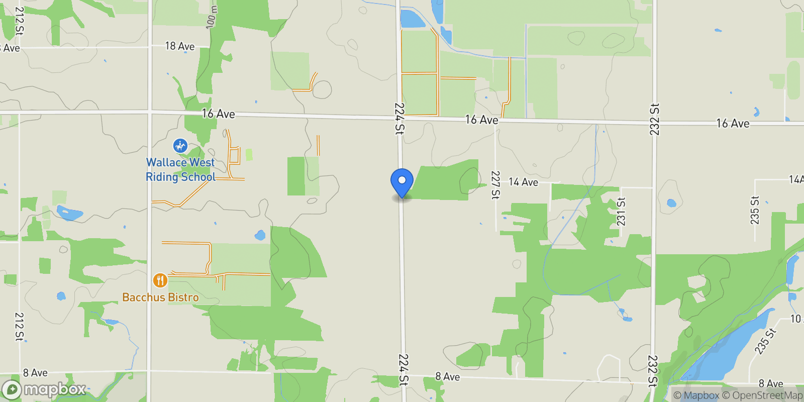 Map showing 1340 224 Street, Langley, BC, V2Z2W7, CANADA, Langley Township, British Columbia, Canada.