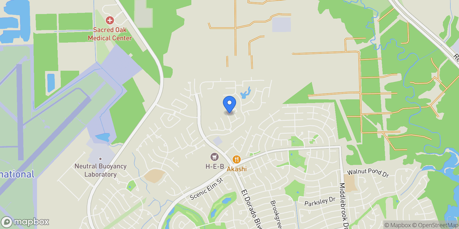 Map showing 5730 Balcones Ridge Lane, Houston, TX 77059, Houston, Texas, United States.