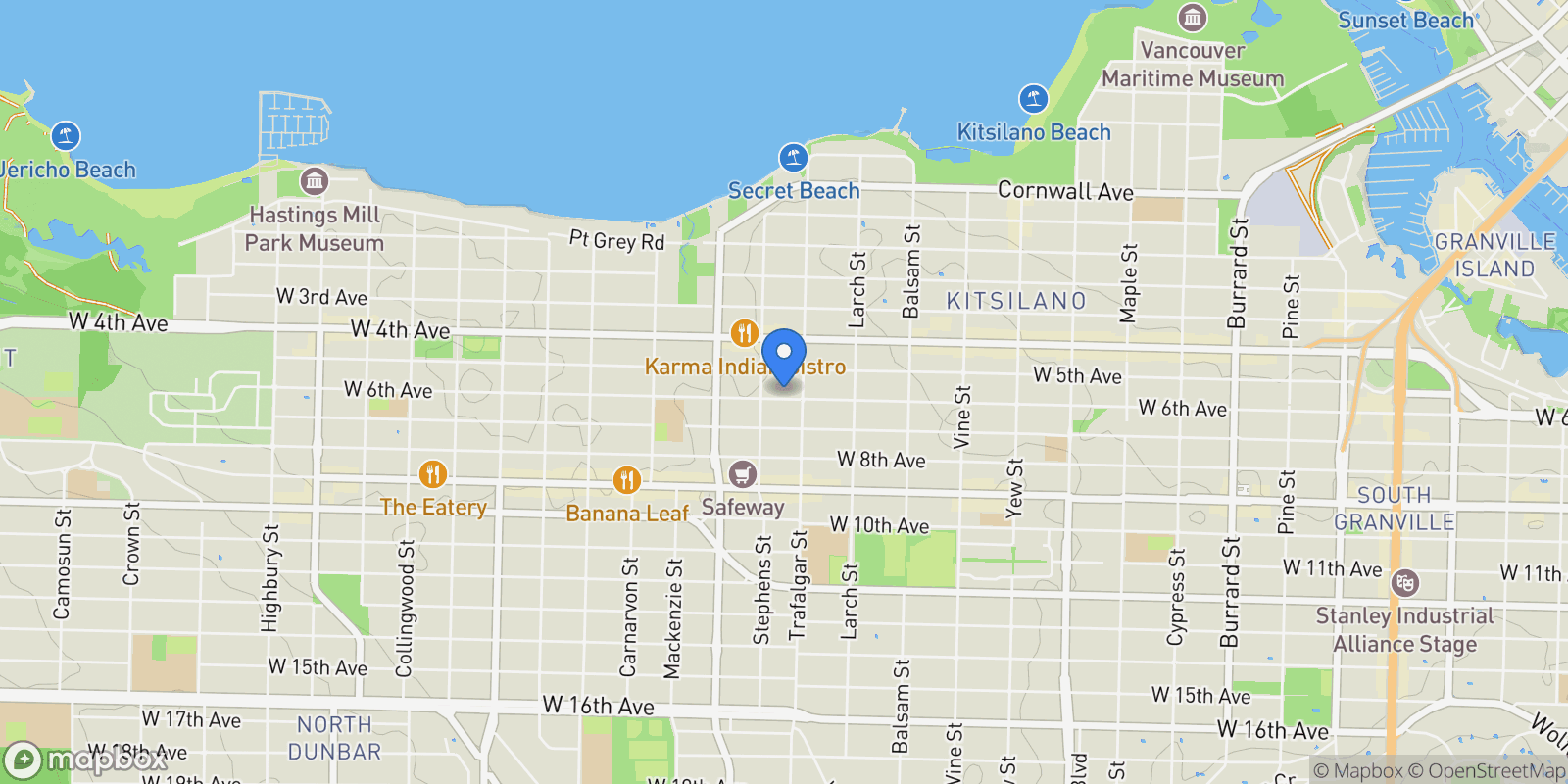 Map showing 2645 W 6th Avenue, Vancouver, BC, V6K1W6, CANADA, Vancouver, British Columbia, Canada.