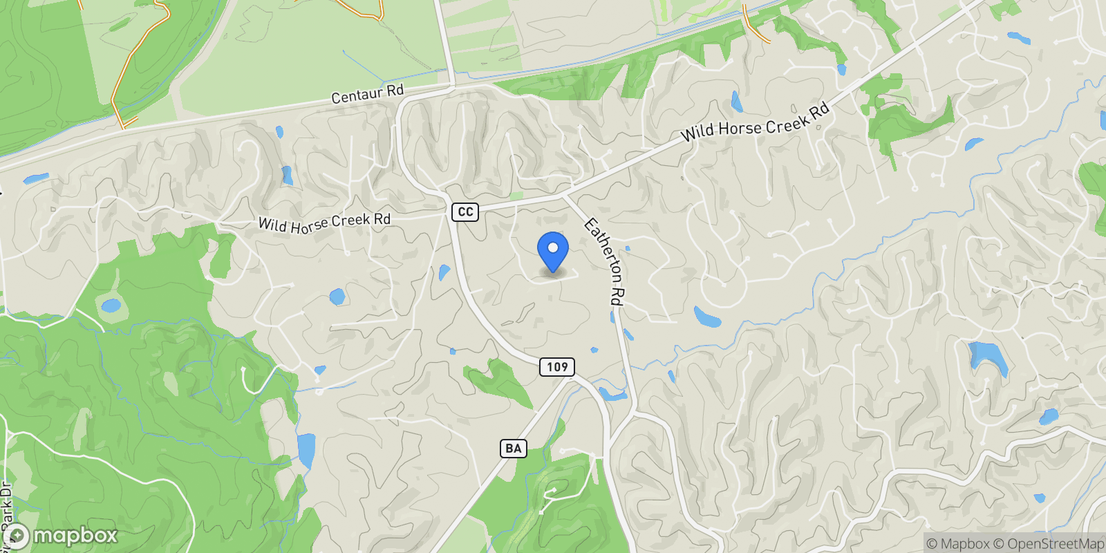 Map showing 336 Wild Horse Canyon Drive, Wildwood, Missouri, United States.