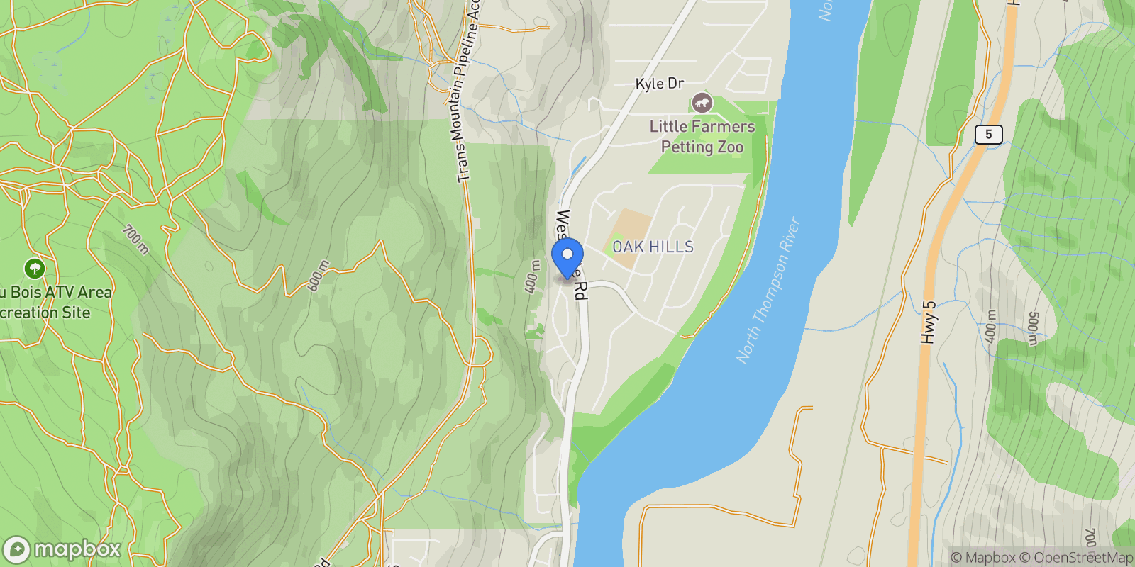Map showing 2481 Parkview Drive, Kamloops, British Columbia, Canada.