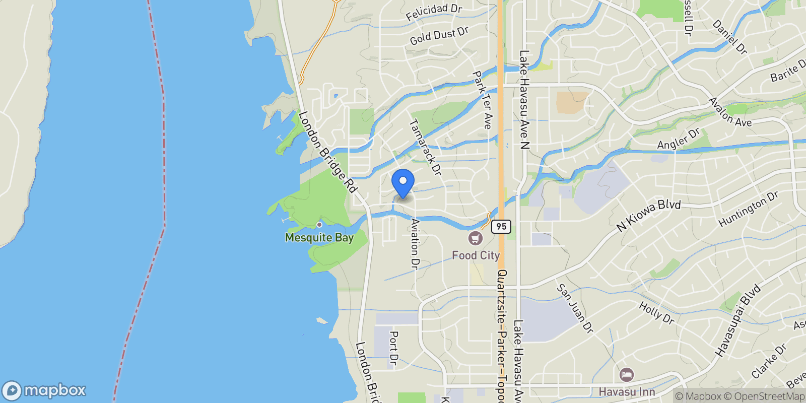 Map showing 1659 Kirk Dr, Lake Havasu City, AZ 86404, Desert Hills, Arizona, United States.