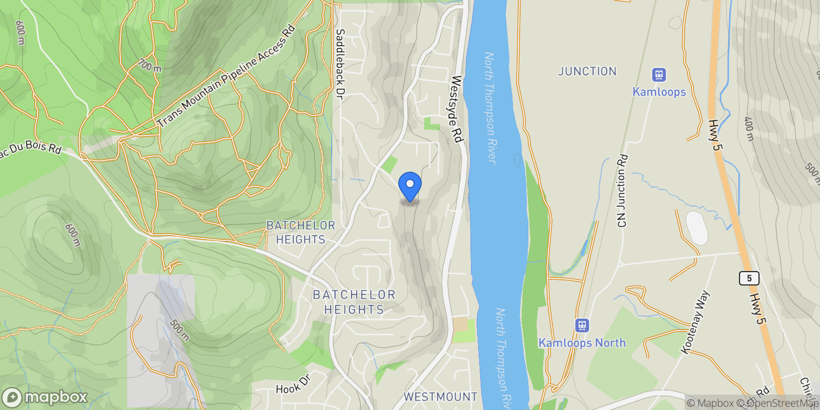 Map showing 900 Stagecoach Drive 13, Kamloops, British Columbia, Canada.