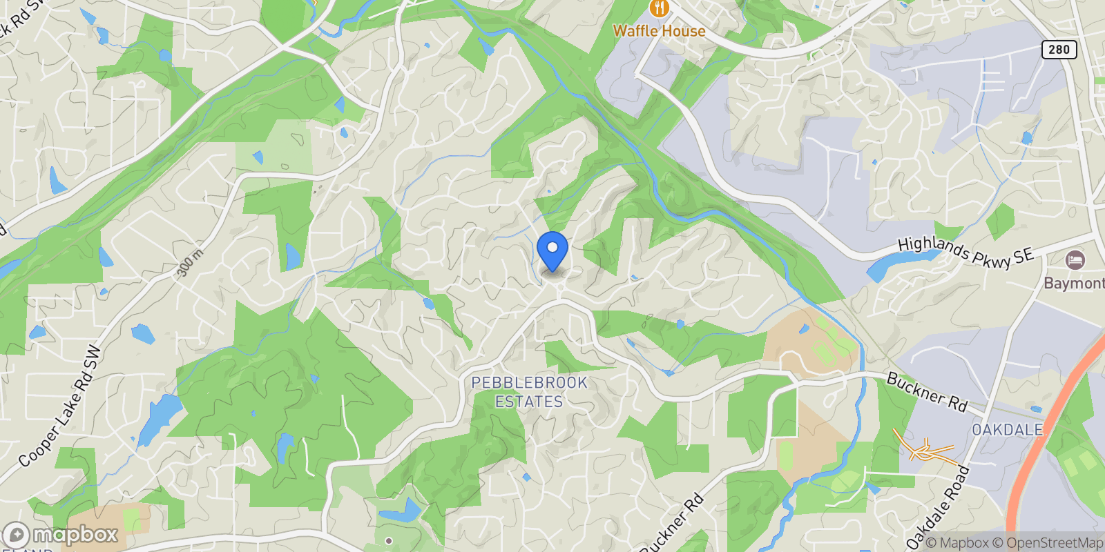 Map showing 5283 Whitehaven Park Lane SE, Smyrna, Georgia, United States.