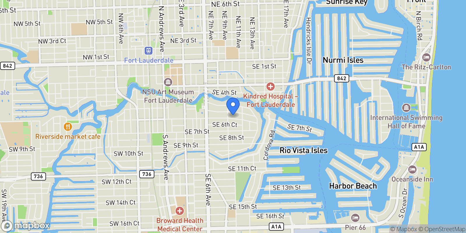 Map showing 917 SE 6th Street, Fort Lauderdale, Florida, United States.