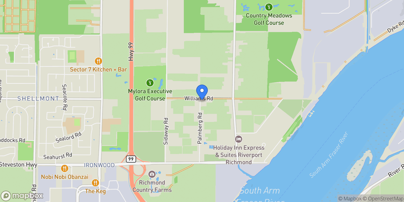 Map showing 10040 Palmberg Road, Richmond, BC, V6W1C6, CANADA, Richmond, British Columbia, Canada.