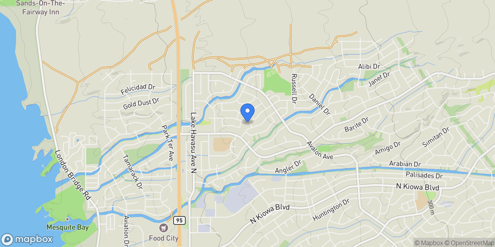 Map showing 2320 Malahini Dr, Lake Havasu City, AZ 86404, Desert Hills, Arizona, United States.