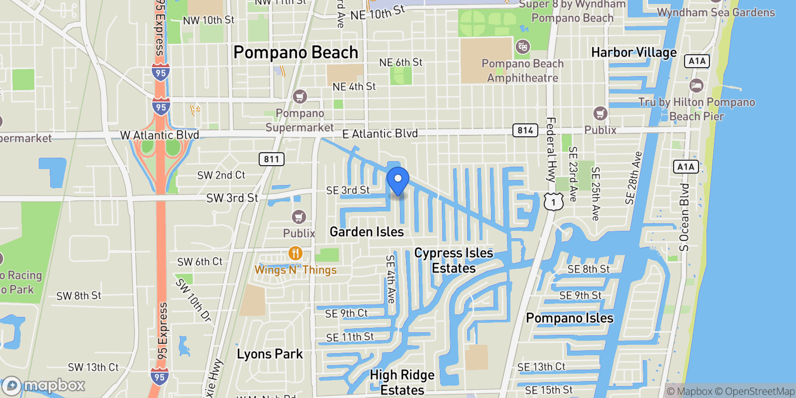 Map showing 320 SE 5th Ave, Pompano Beach, Florida, United States.