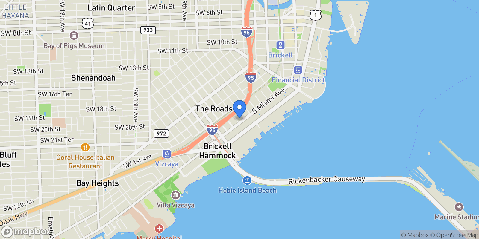 Map showing 2130 S MIAMI AVE, Miami, Florida, United States.
