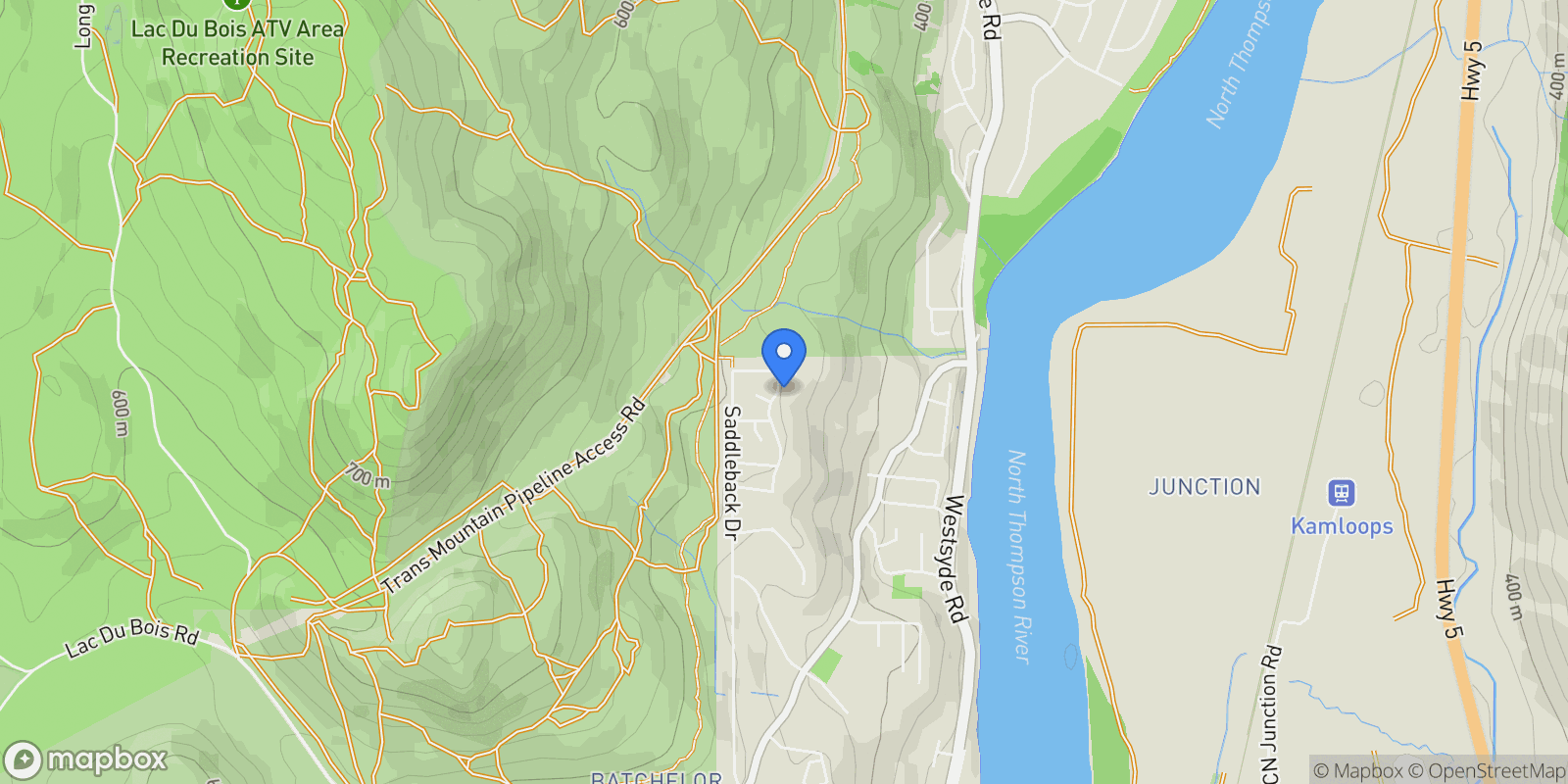Map showing 2244 Doubletree Crescent, Kamloops, British Columbia, Canada.