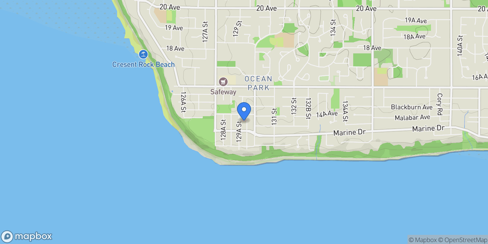 Map showing 1425 129b Street, Surrey, BC, V4A3Z4, CANADA, Surrey, British Columbia, Canada.