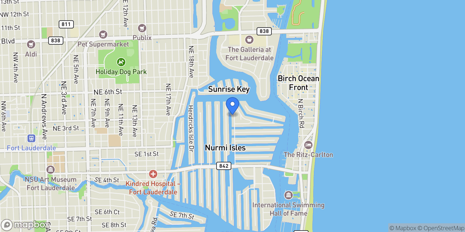 Map showing 325 Seven Isles Dr, Fort Lauderdale, Florida, United States.