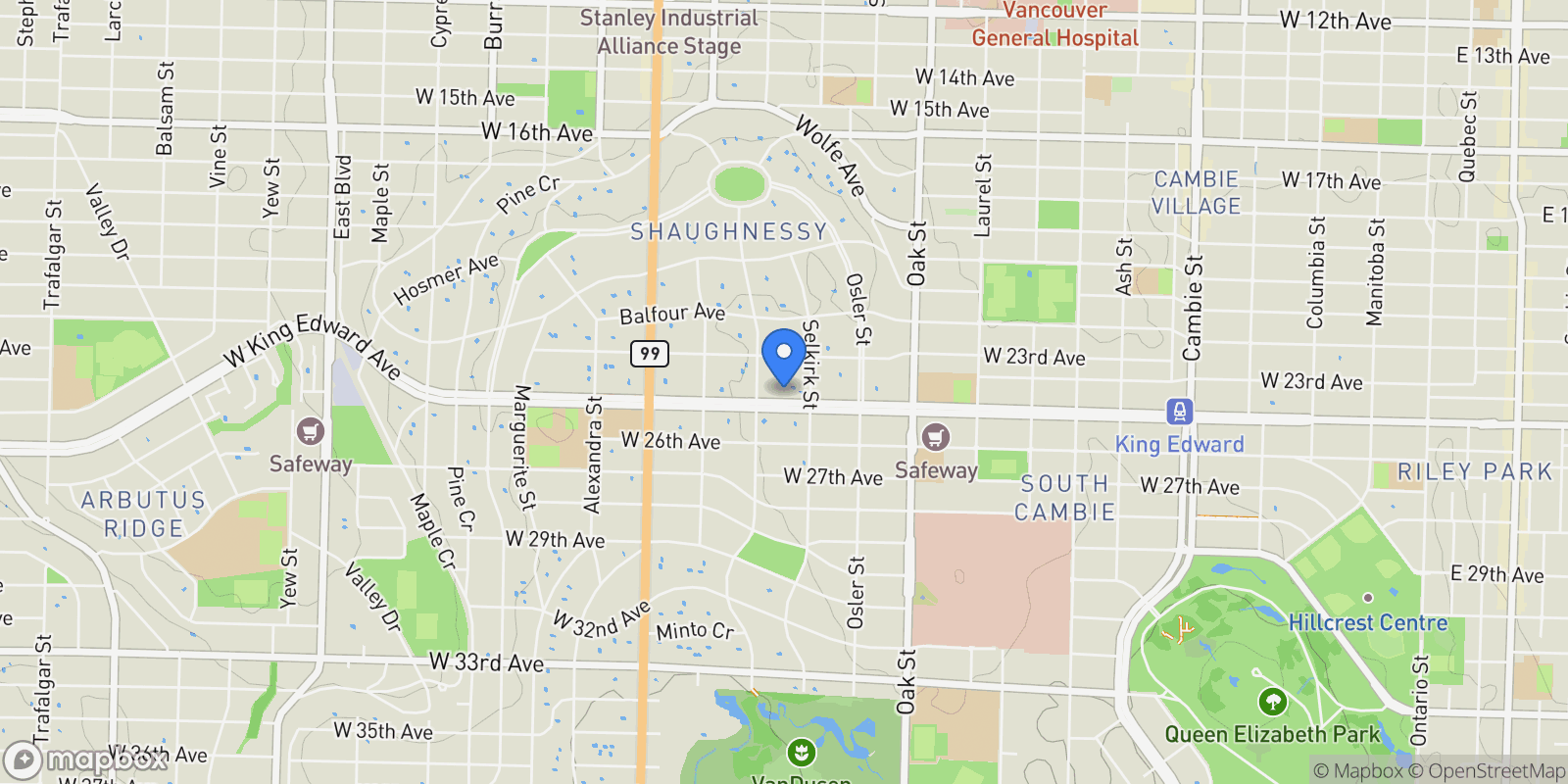 Map showing 1251 W King Edward Avenue, Vancouver, BC, V6H1Z8, CANADA, Vancouver, British Columbia, Canada.