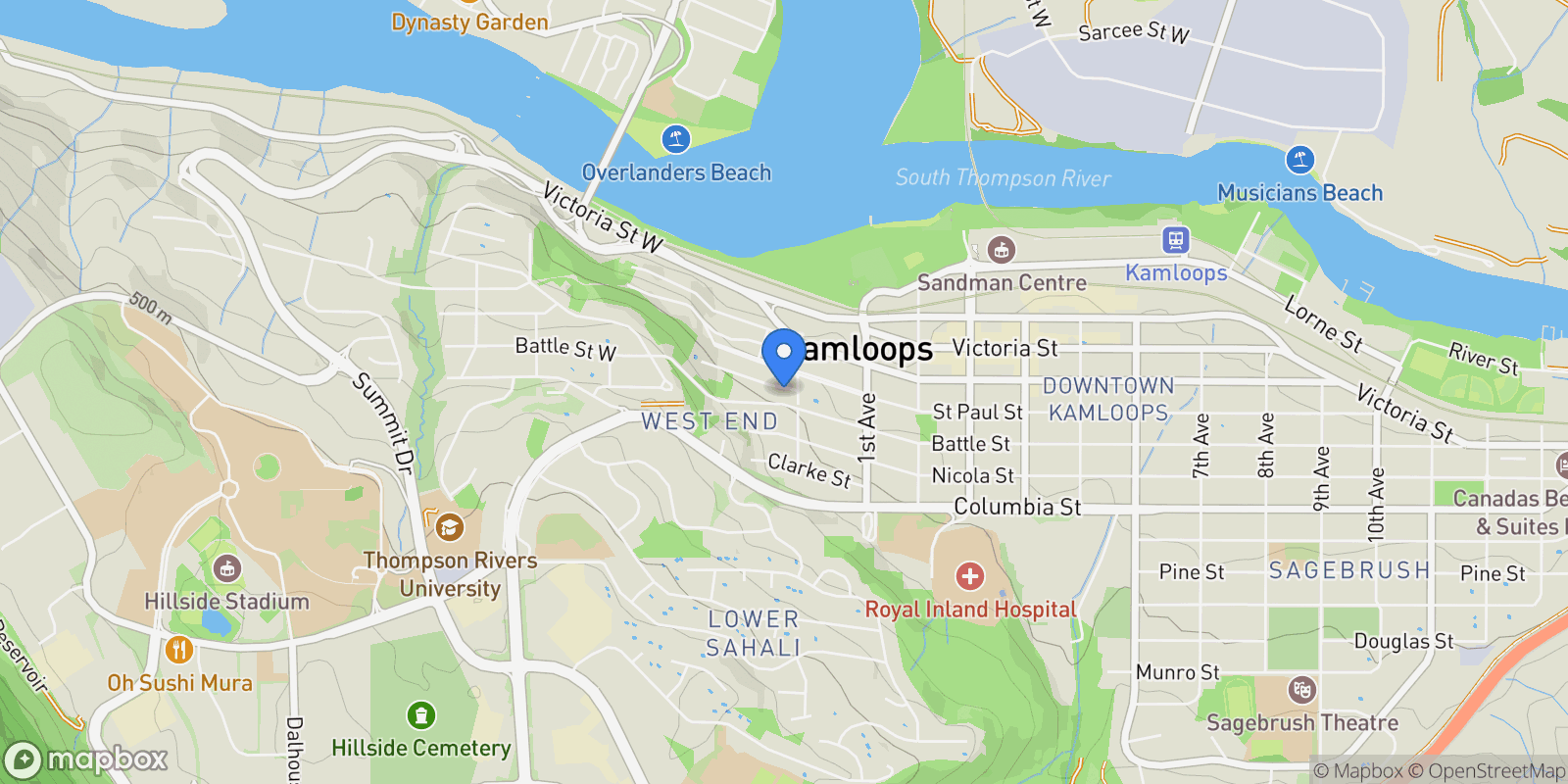 Map showing 141 Connaught Road, Kamloops, British Columbia, Canada.
