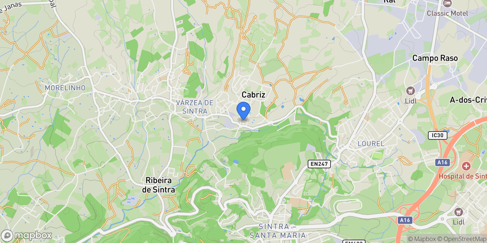 Map showing Sintra, Lisbon, Portugal.