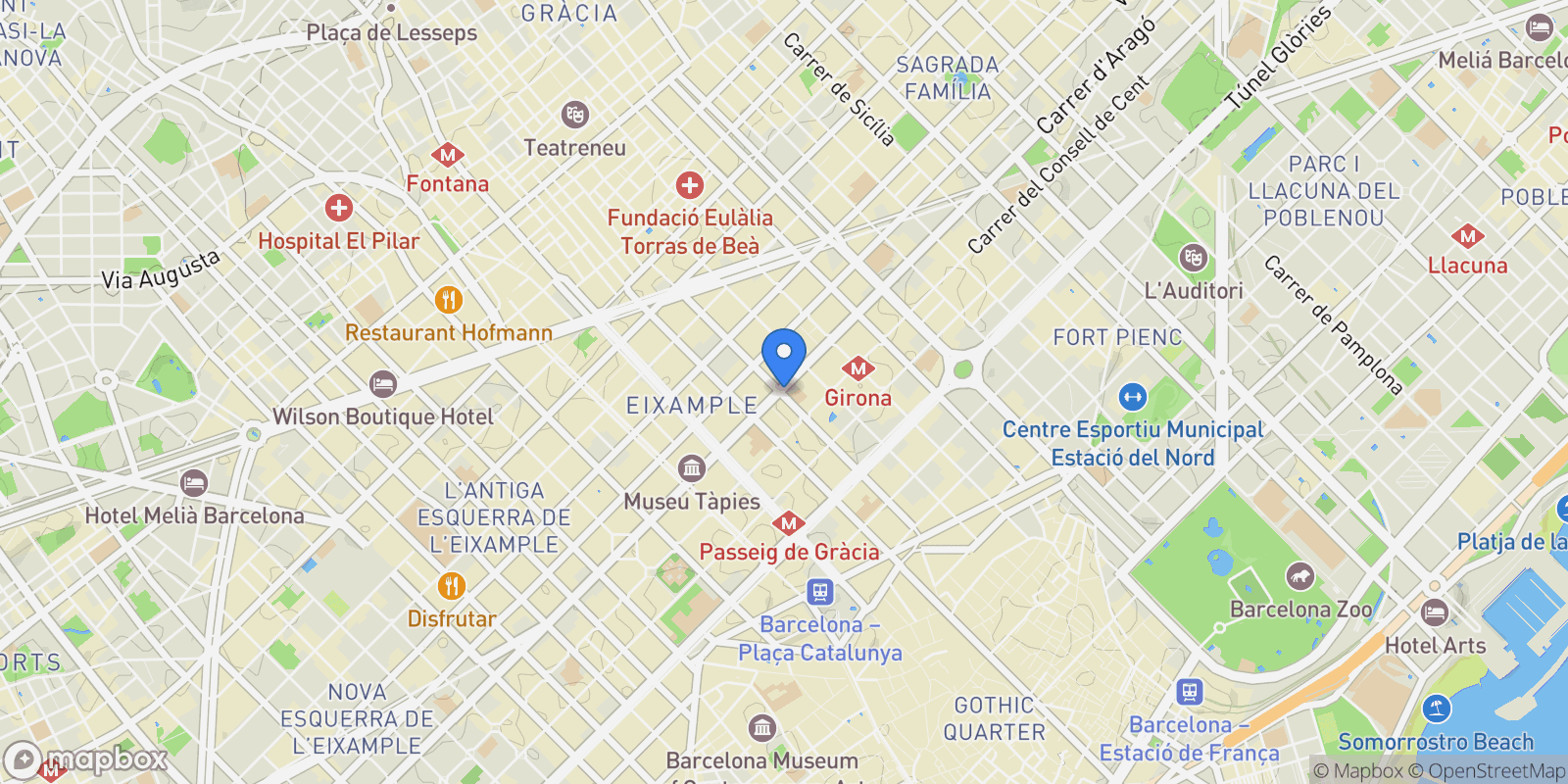 Map showing Dreta de l'Eixample, Eixample, Barcelona, Spain, Eixample, Barcelona, Spain.