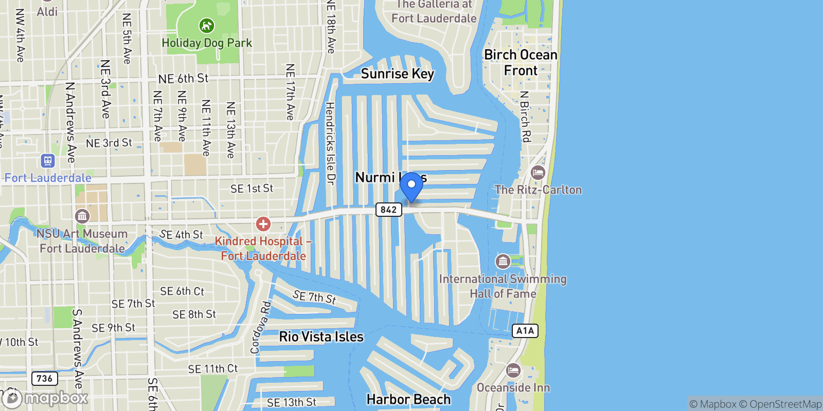 Map showing 2301 E Las Olas Blvd, Fort Lauderdale, Florida, United States.