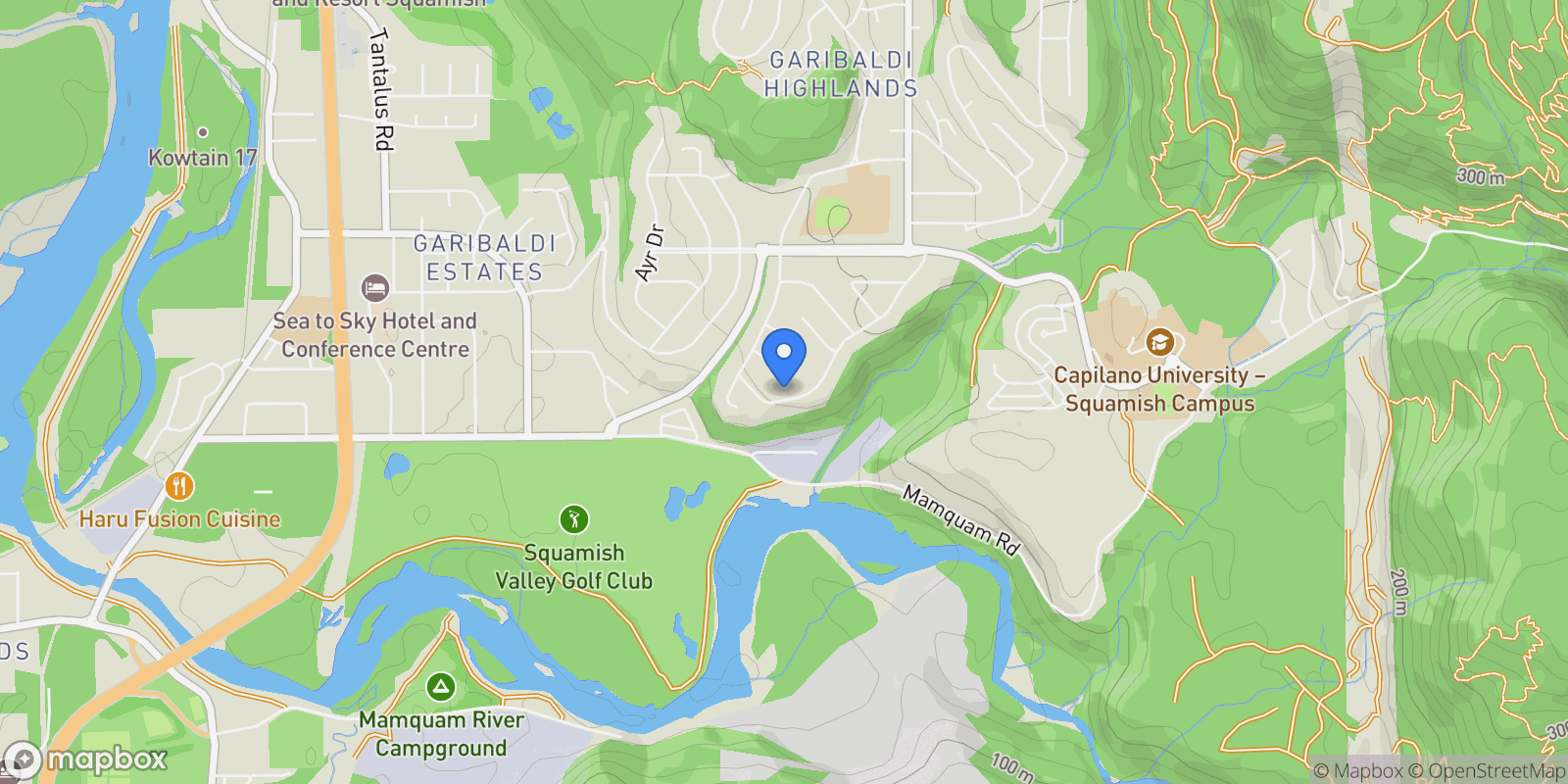 Map showing 40211 Kintyre Drive, Squamish, BC, V0N1T0, CANADA, Squamish, British Columbia, Canada.