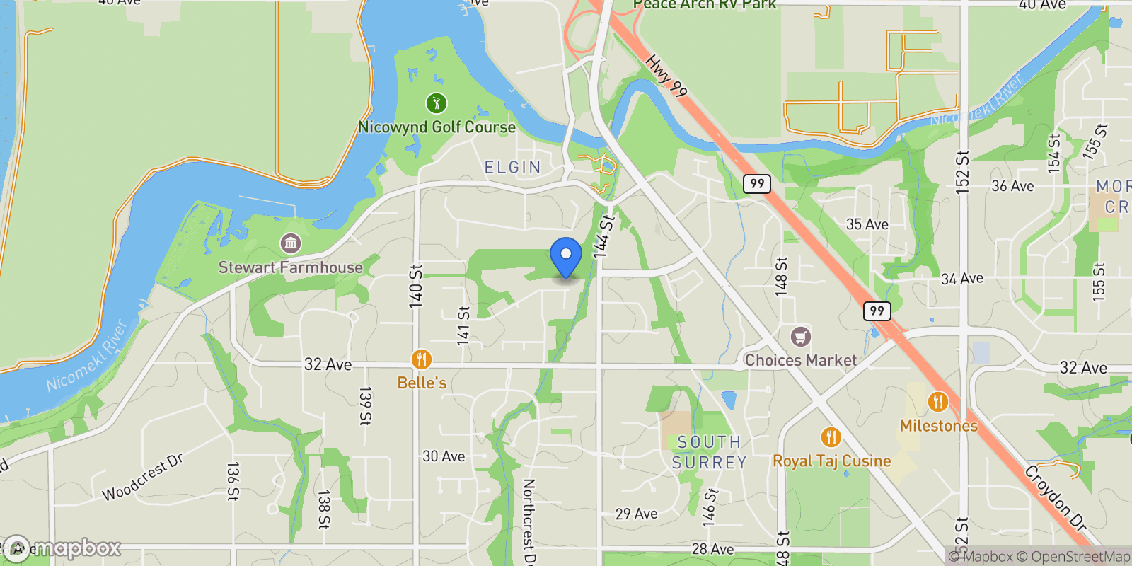 Map showing 14353 33 Avenue, Surrey, BC, V4P3M4, CANADA, Surrey, British Columbia, Canada.
