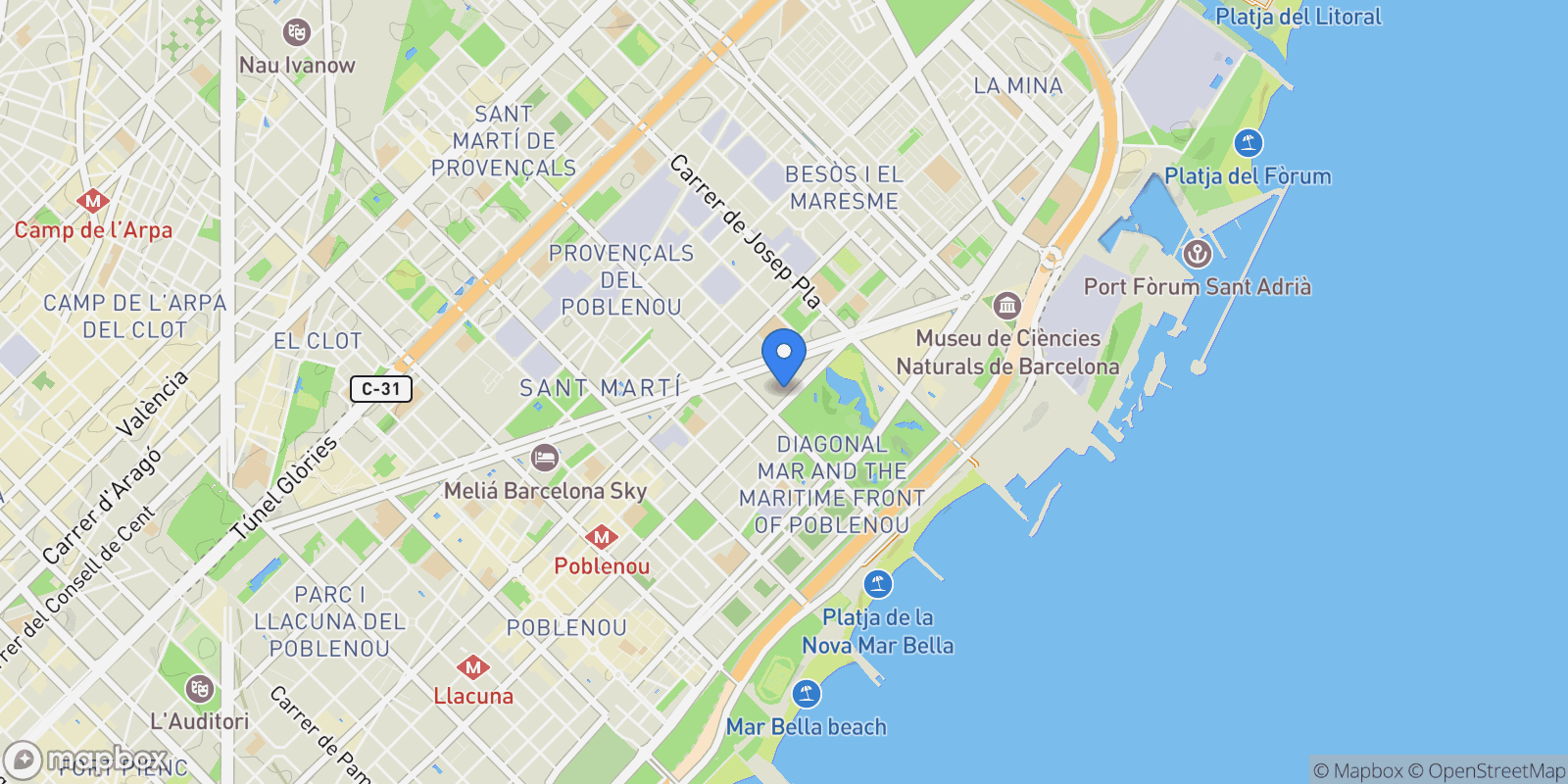 Map showing Diagonal Mar, Sant Martí, 08019 Barcelona, Spain, Sant Marti, Barcelona, Spain.