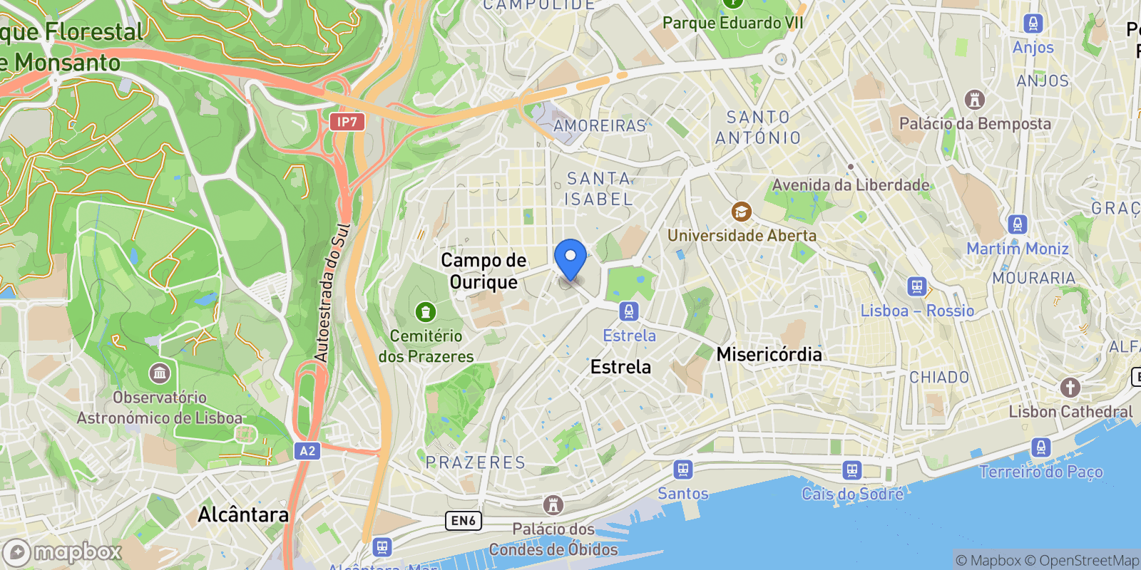 Map showing Estrela, Lisbon, Portugal.