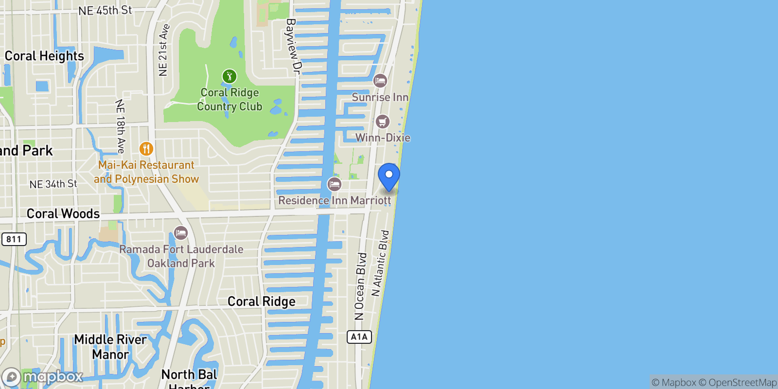Map showing 3200 N Ocean Blvd 309, Fort Lauderdale, Florida, United States.