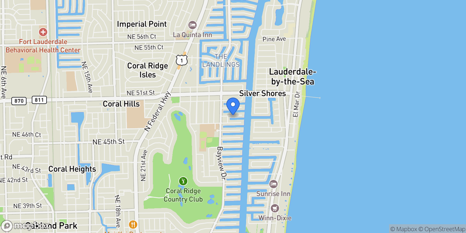 Map showing 3100 NE 47th Ct 305, Fort Lauderdale, Florida, United States.