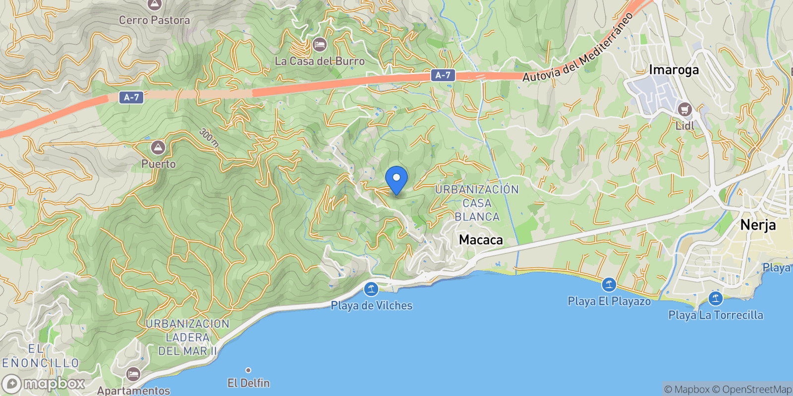 Map showing Nerja, Nerja, Málaga, Nerja, Nerja, Andalusia, Spain.