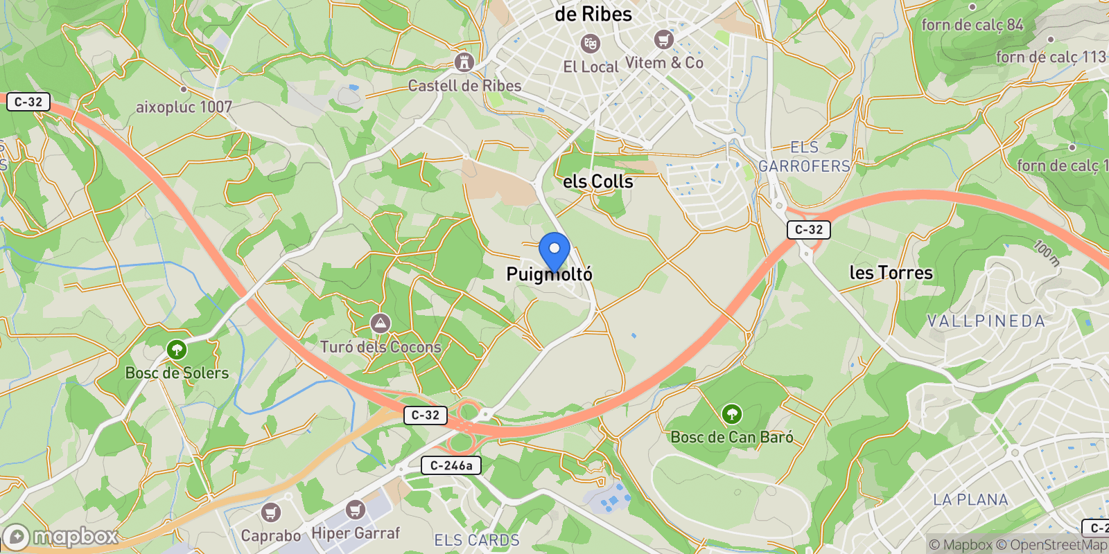 Map showing Sant Pere de Ribes, Sant Pere de Ribes, Barcelona, Sant Pere de Ribes, Sant Pere de Ribes, Catalonia, Spain.